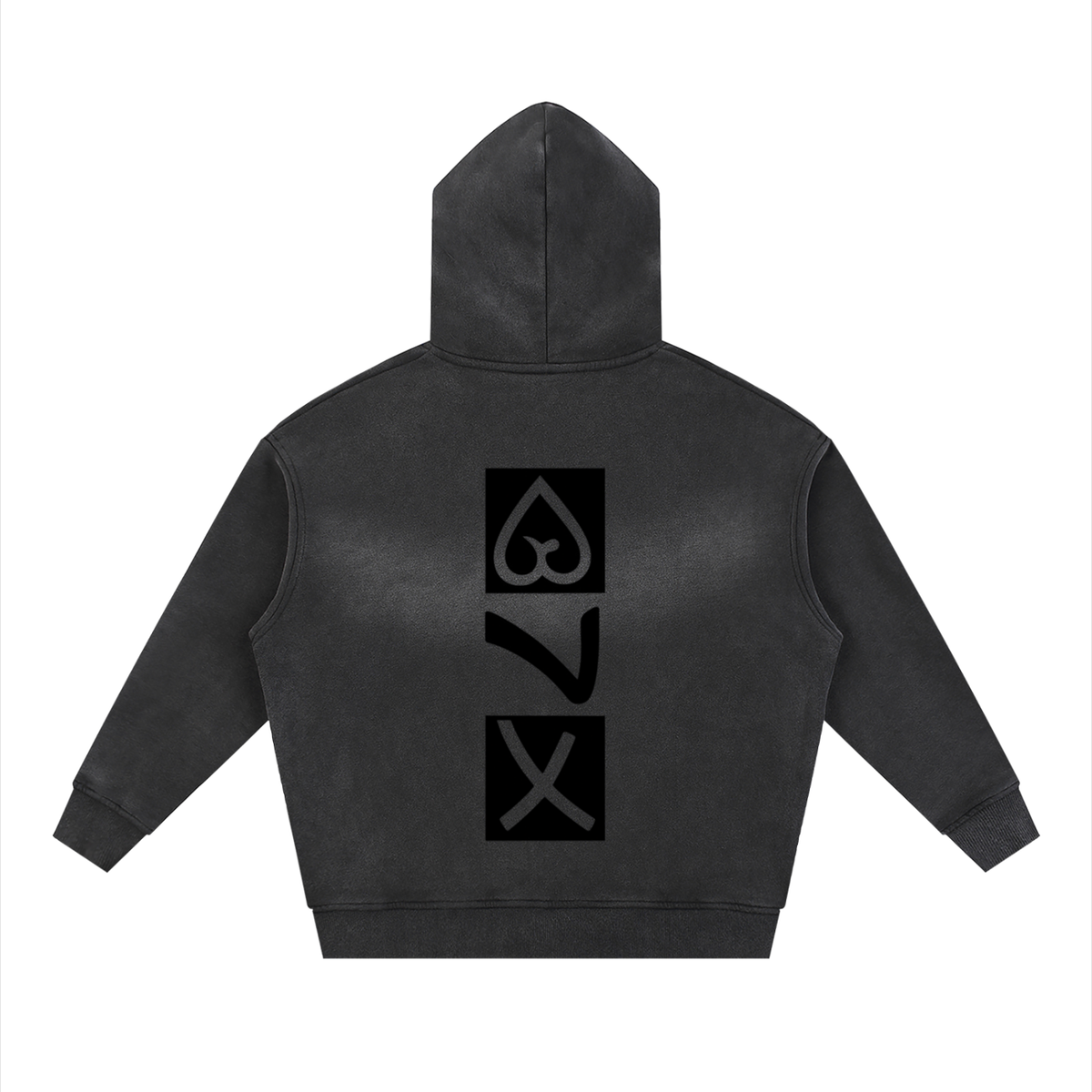 NewJesusFish Acid Wash Two-way Zipper BLK Hoodie