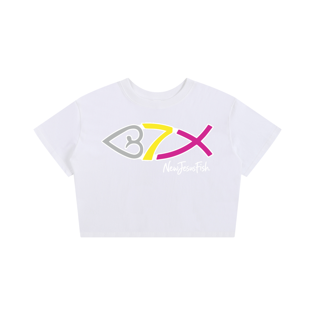 NewJesusFish classic womens crop tee