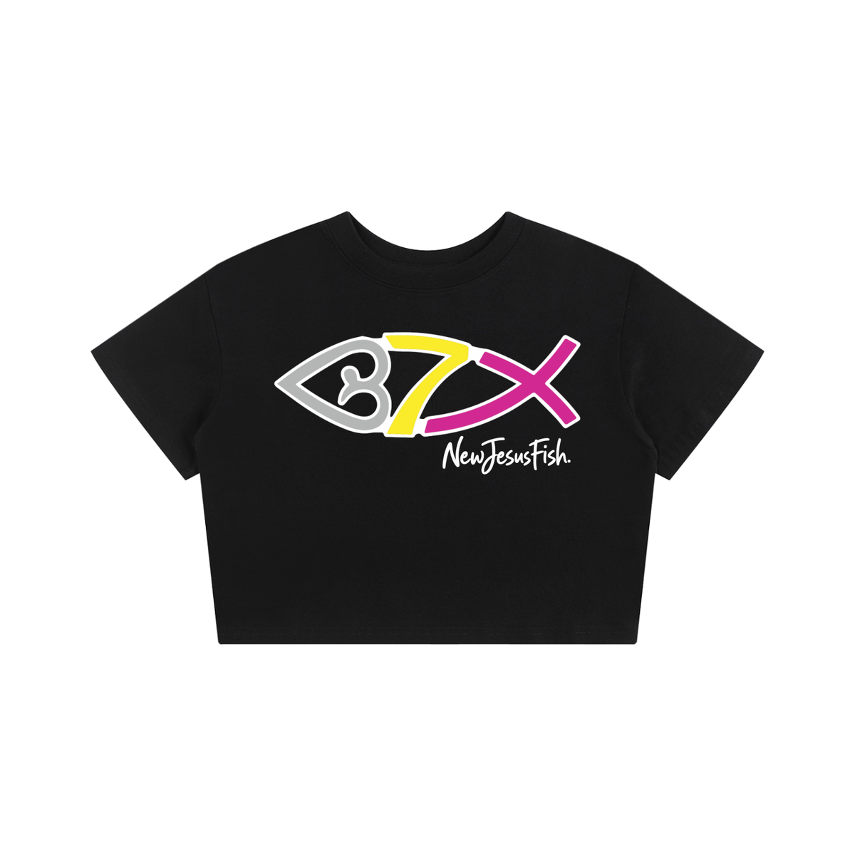 NewJesusFish classic womens crop tee