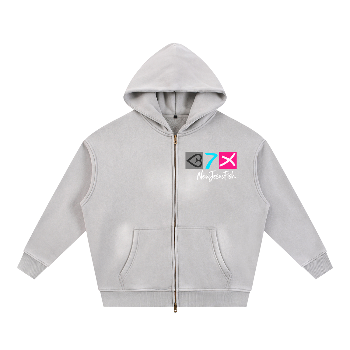 NewJesusFish Sunfade Two-way Zipper Hoodie